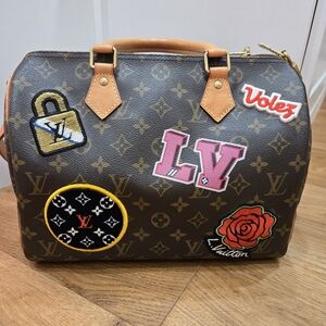 Louis Vuitton Brown Monogram Bag with Colorful Patches